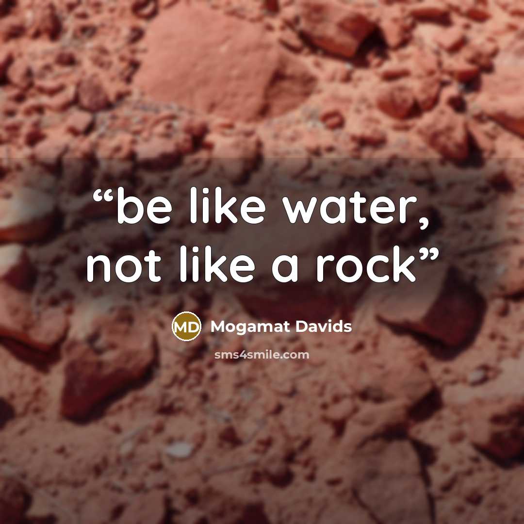 “be like water, not like a rock” quote by Mogamat Davids