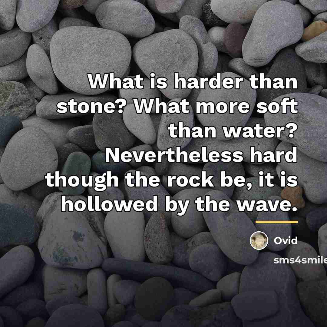 “What is harder than stone? What more soft than water?…” quote by Ovid