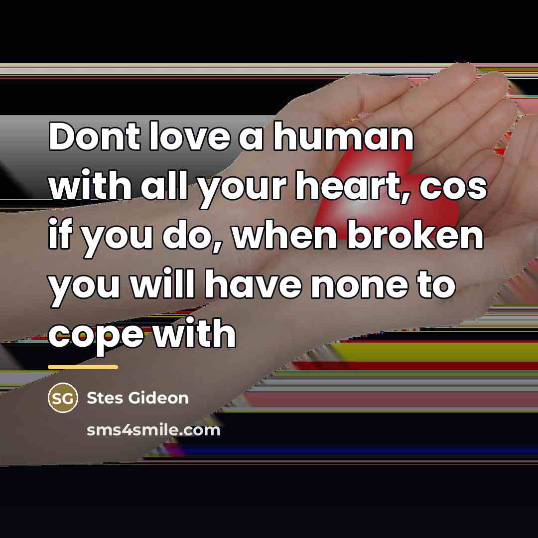 “Dont love a human with all your heart, cos if…” quote by Stes Gideon