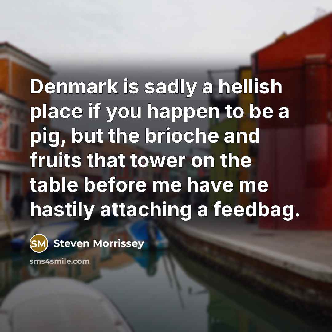 “Denmark is sadly a hellish place if you happen to…” quote by Steven Morrissey
