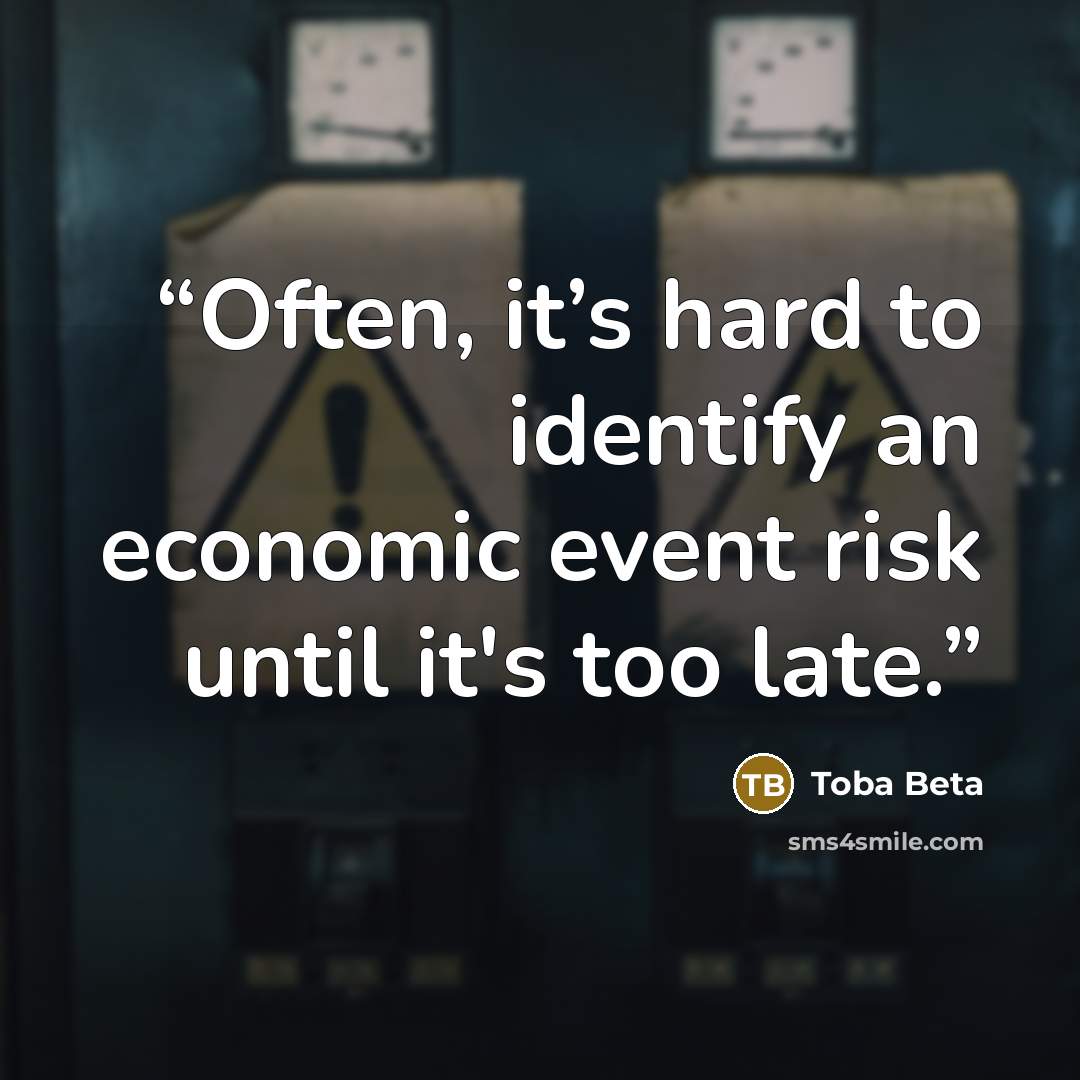 “Often, it’s hard to identify an economic event risk until it's too late.” quote by Toba Beta