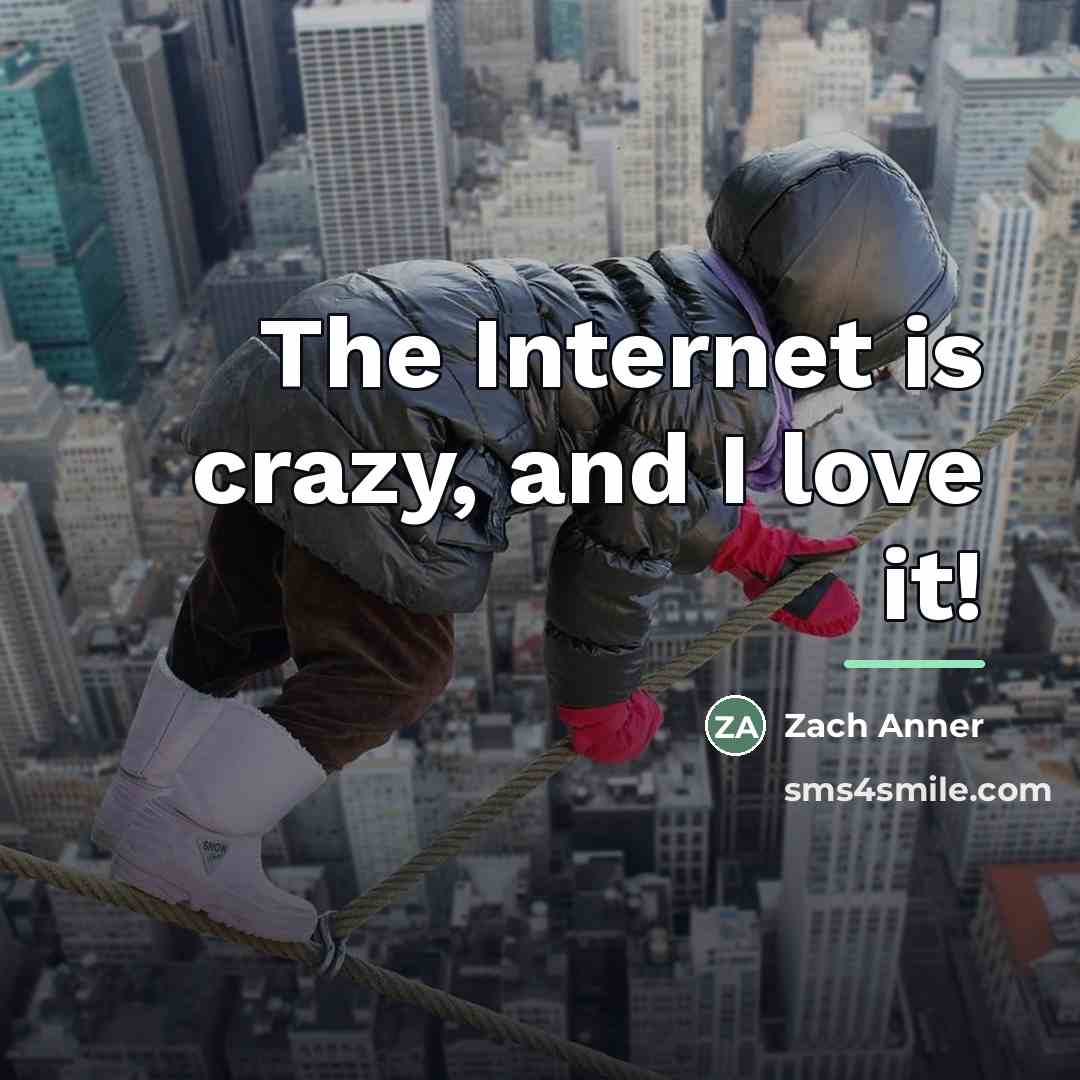 “The Internet is crazy, and I love it!…” quote by Zach Anner
