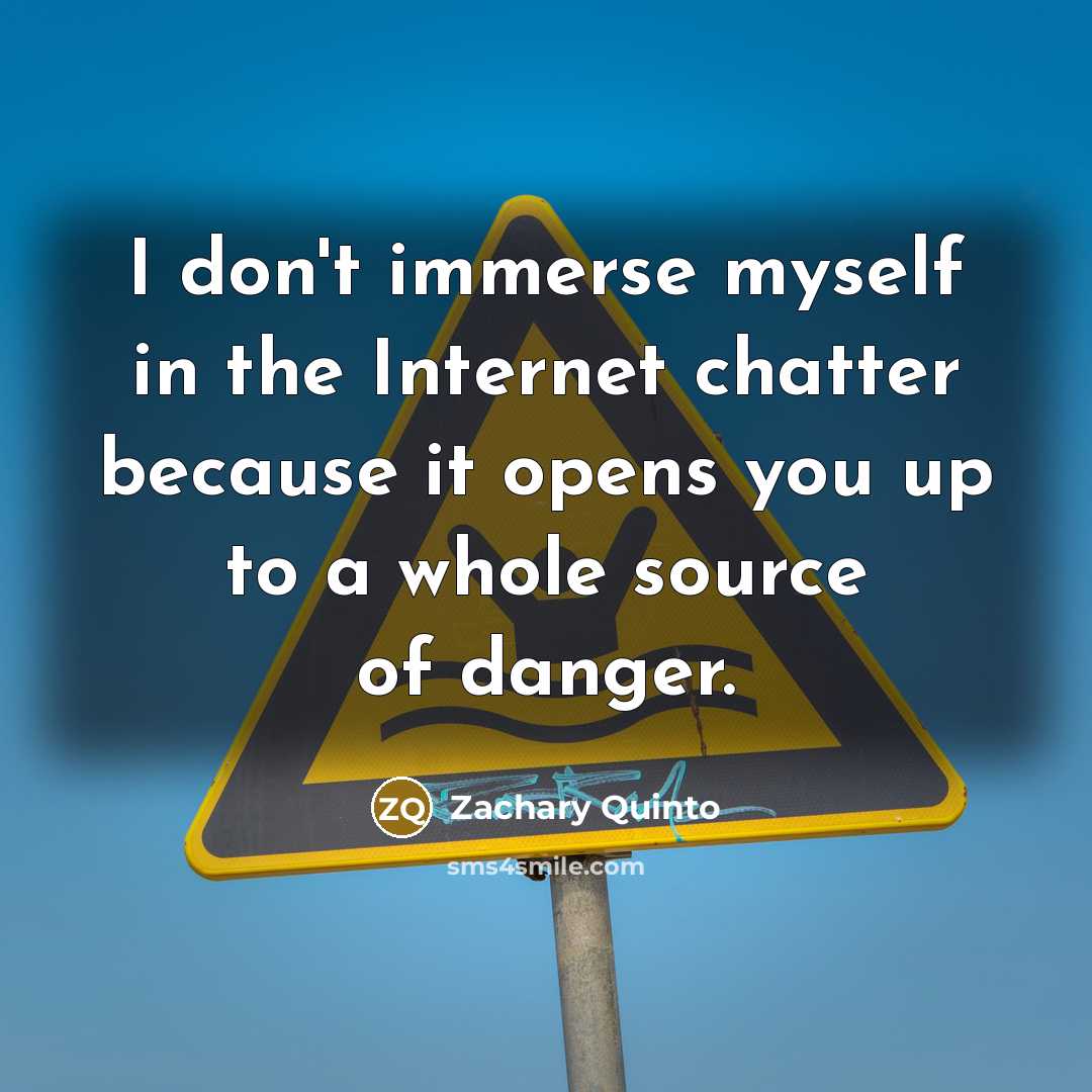 “I don't immerse myself in the Internet chatter because it…” quote by Zachary Quinto