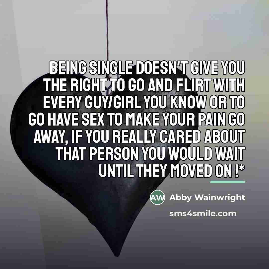 “Being single doesn't give you the right to go and…” quote by Abby Wainwright