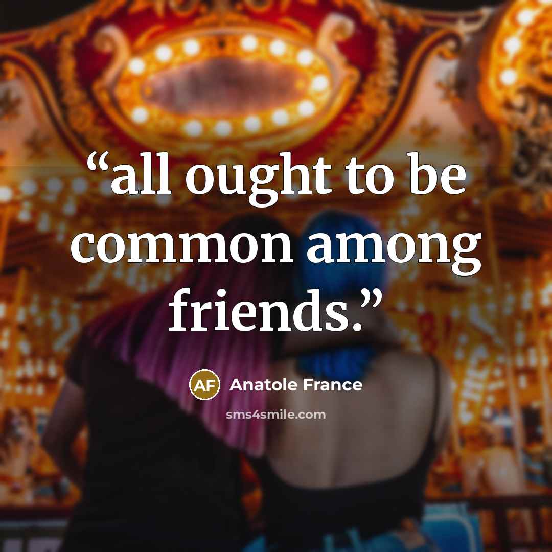 “all ought to be common among friends.” quote by Anatole France