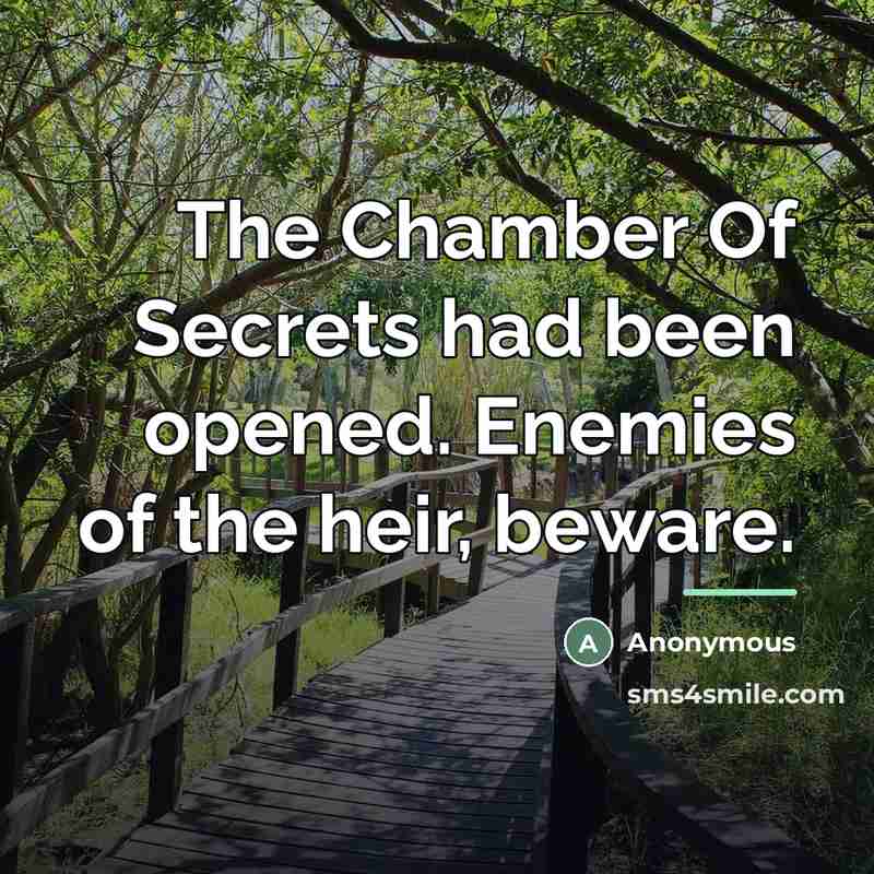 “The Chamber Of Secrets had been opened. Enemies of the…” quote by Anonymous