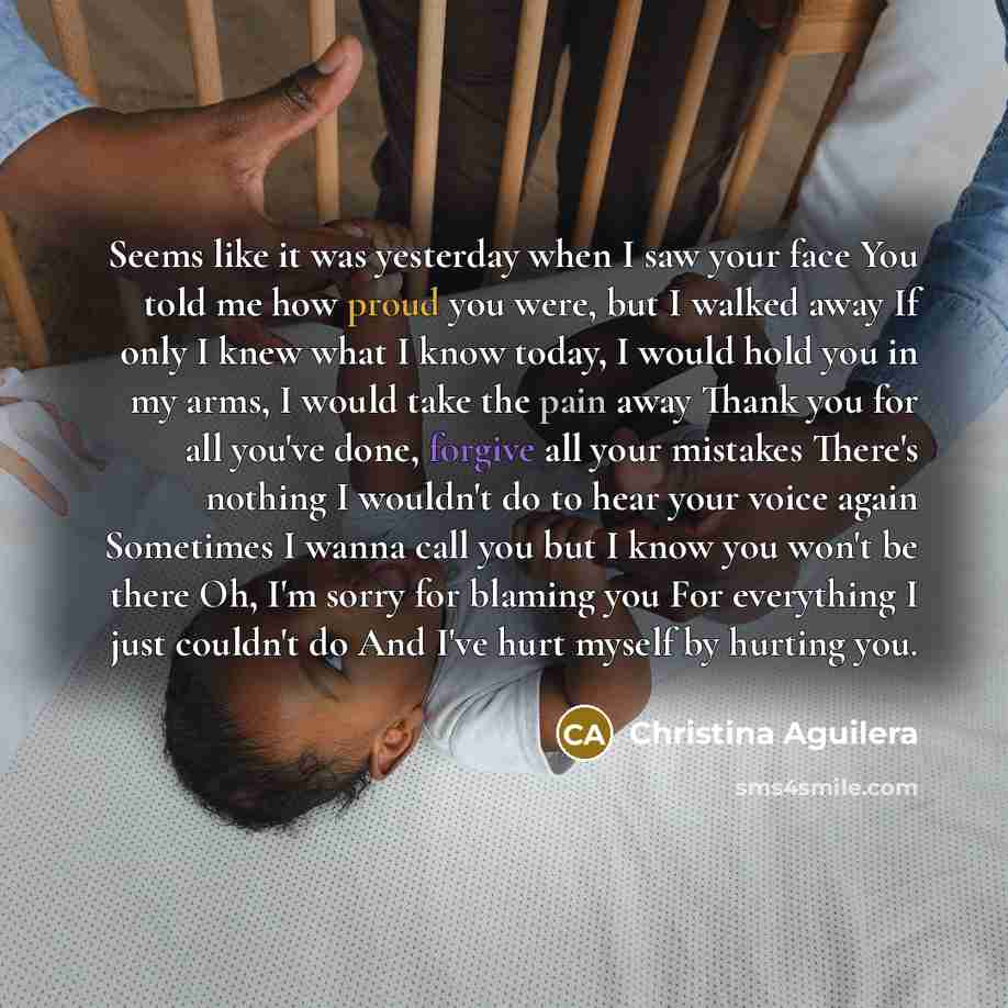 “Seems like it was yesterday when I saw your face…” quote by Christina Aguilera