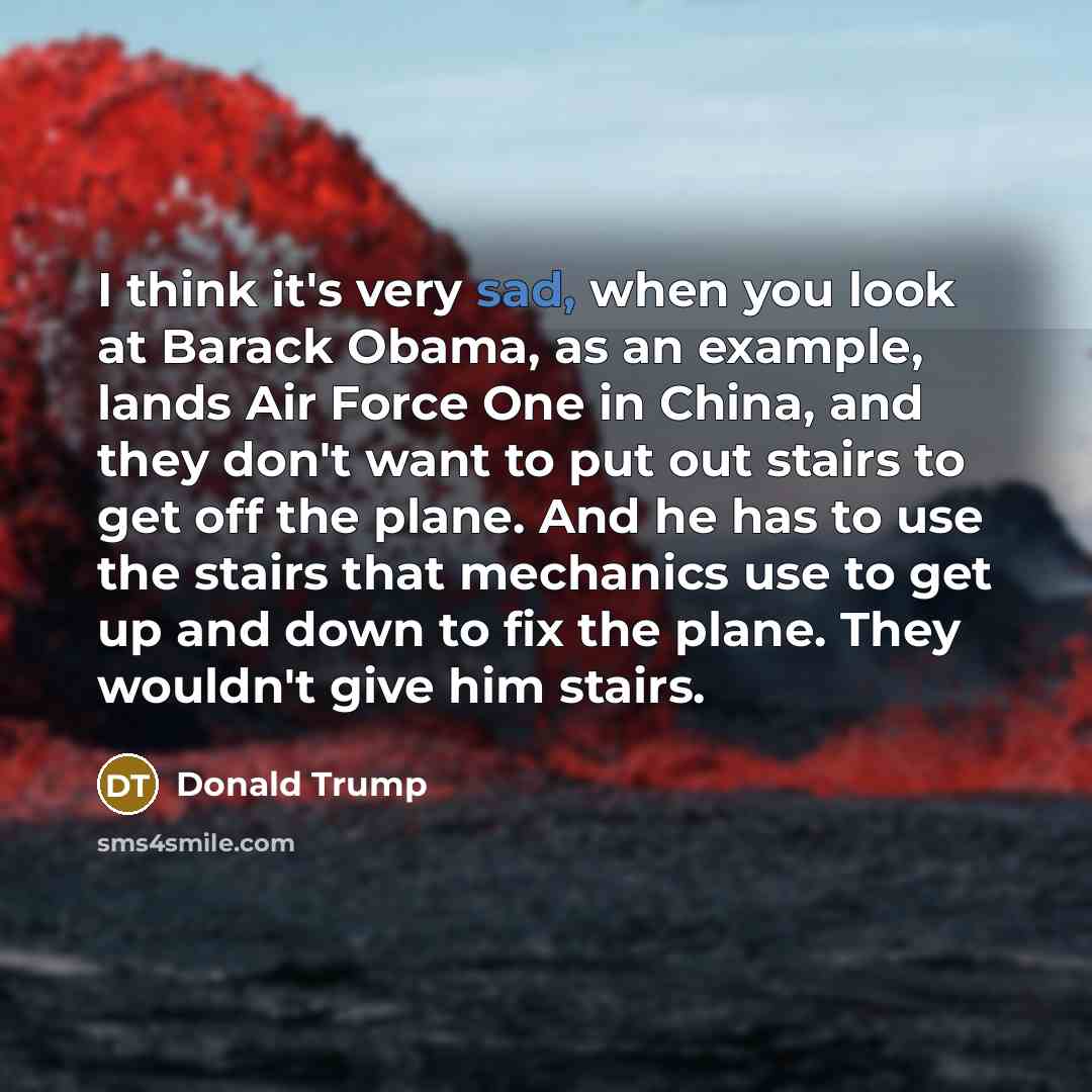 “I think it's very sad, when you look at Barack…” quote by Donald Trump