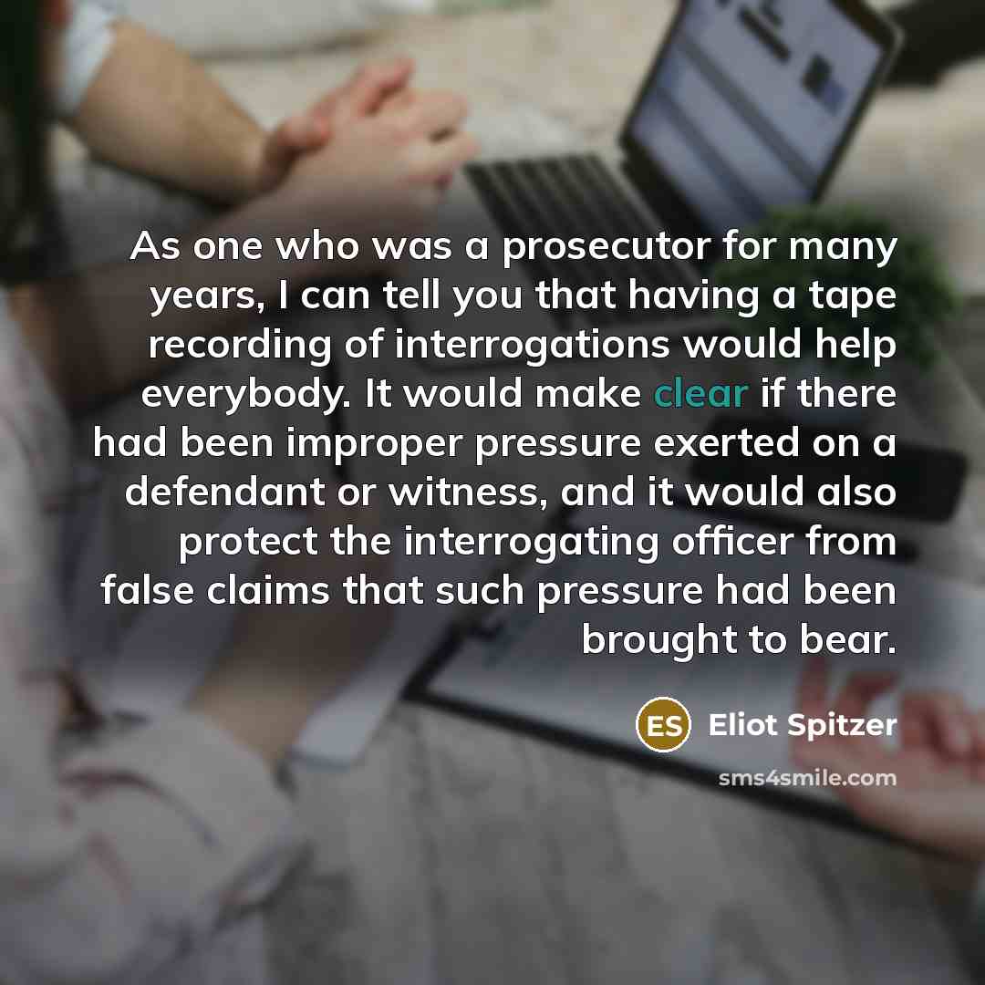“As one who was a prosecutor for many years, I…” quote by Eliot Spitzer