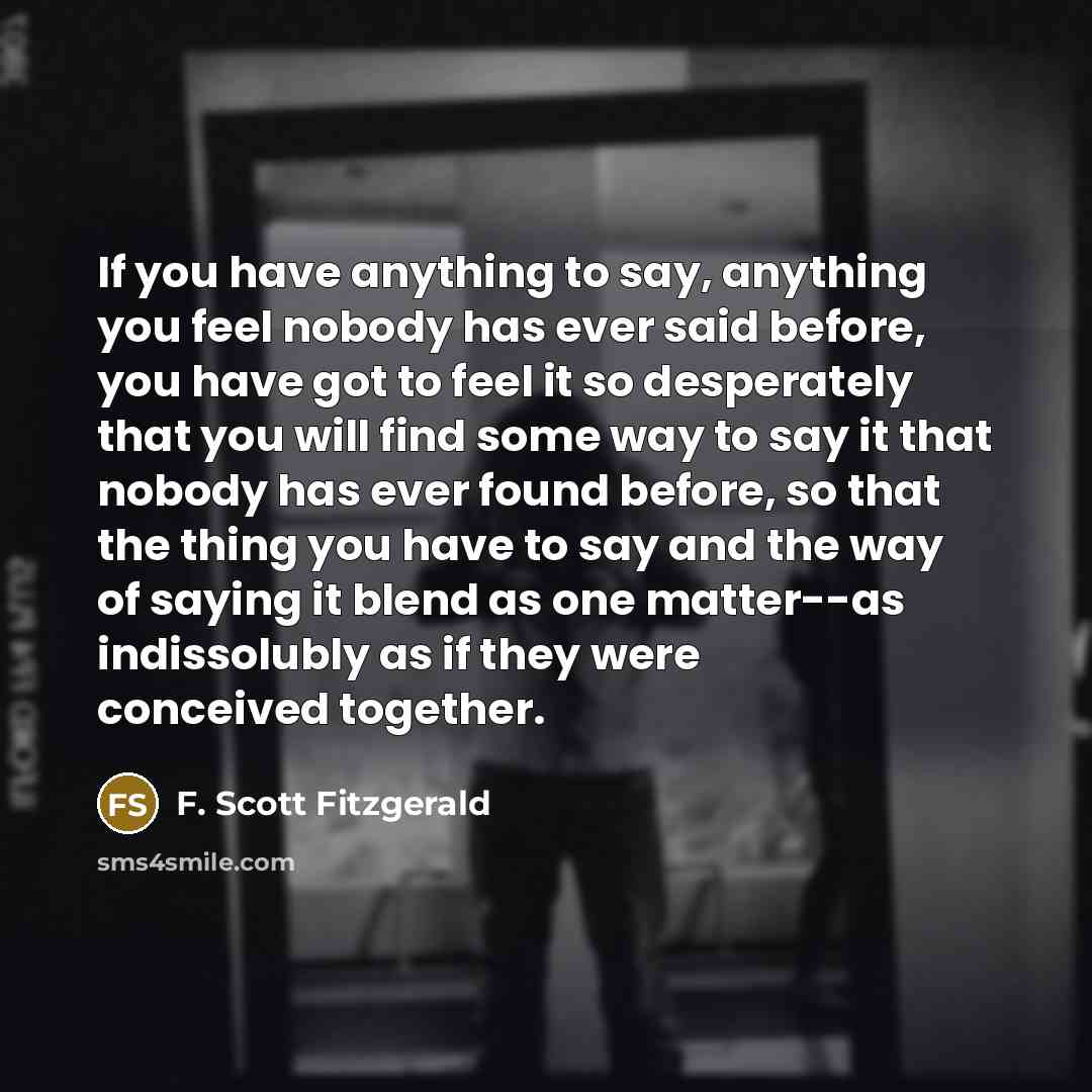 “If you have anything to say, anything you feel nobody…” quote by F. Scott Fitzgerald