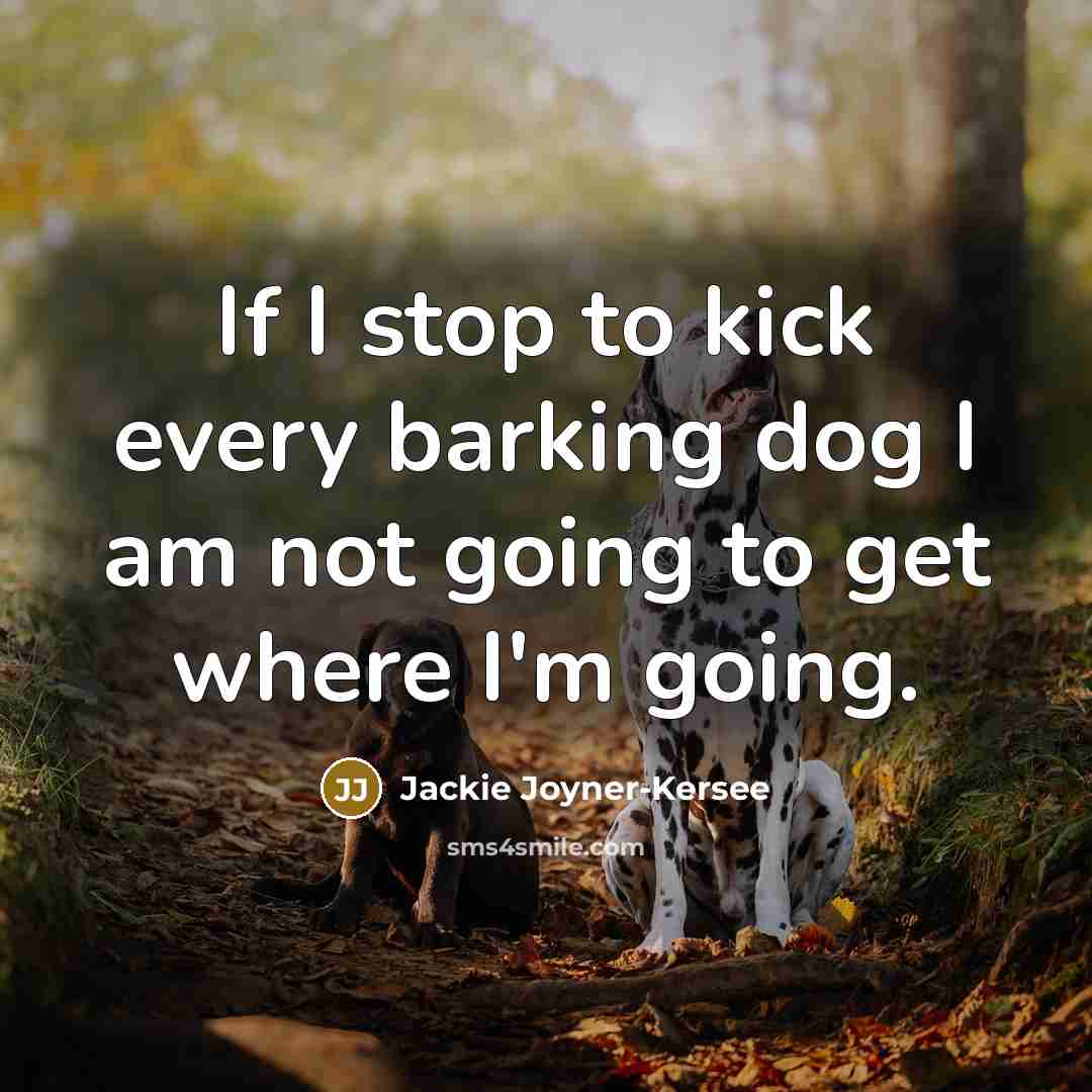“If I stop to kick every barking dog I am…” quote by Jackie Joyner-Kersee