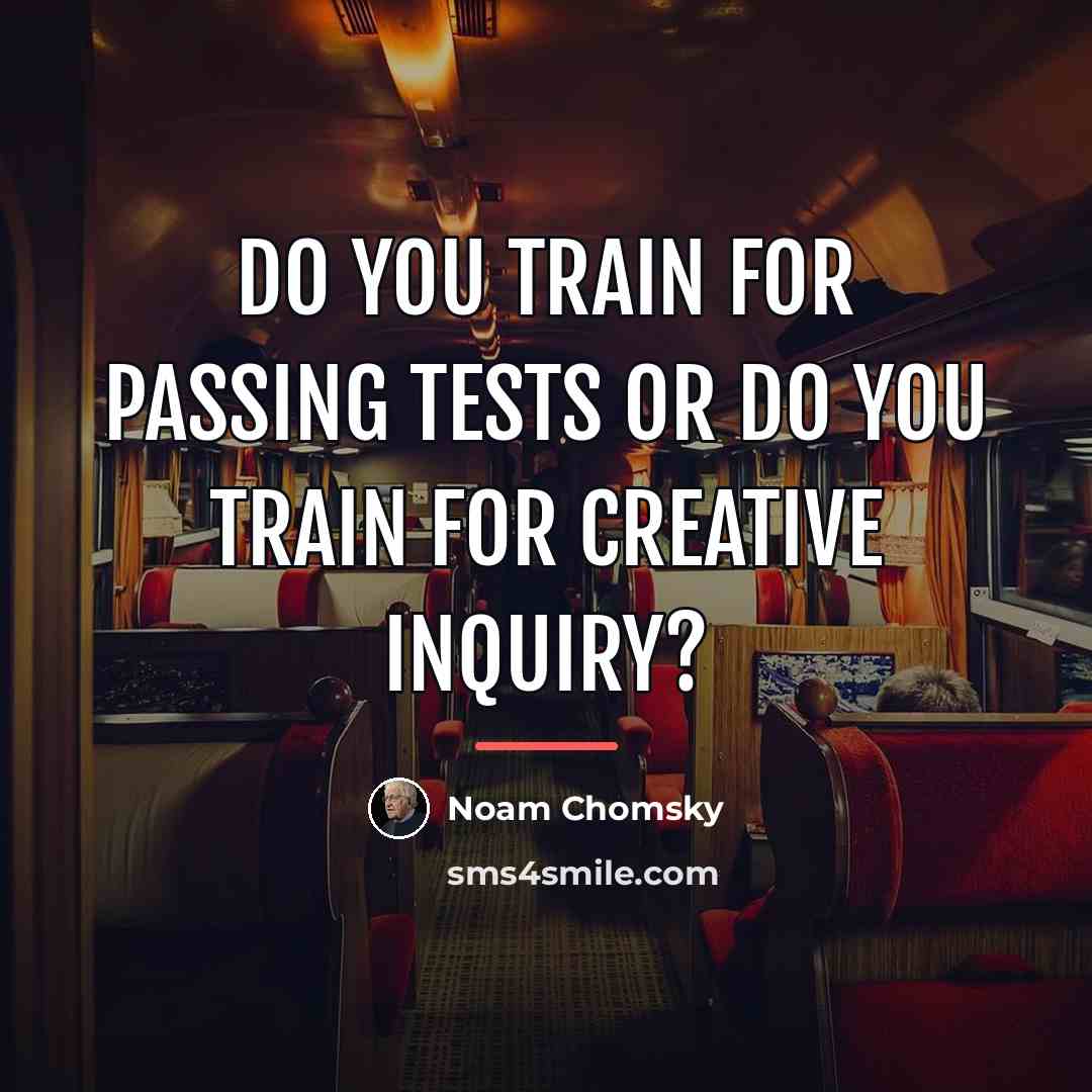 “Do you train for passing tests or do you train…” quote by Noam Chomsky