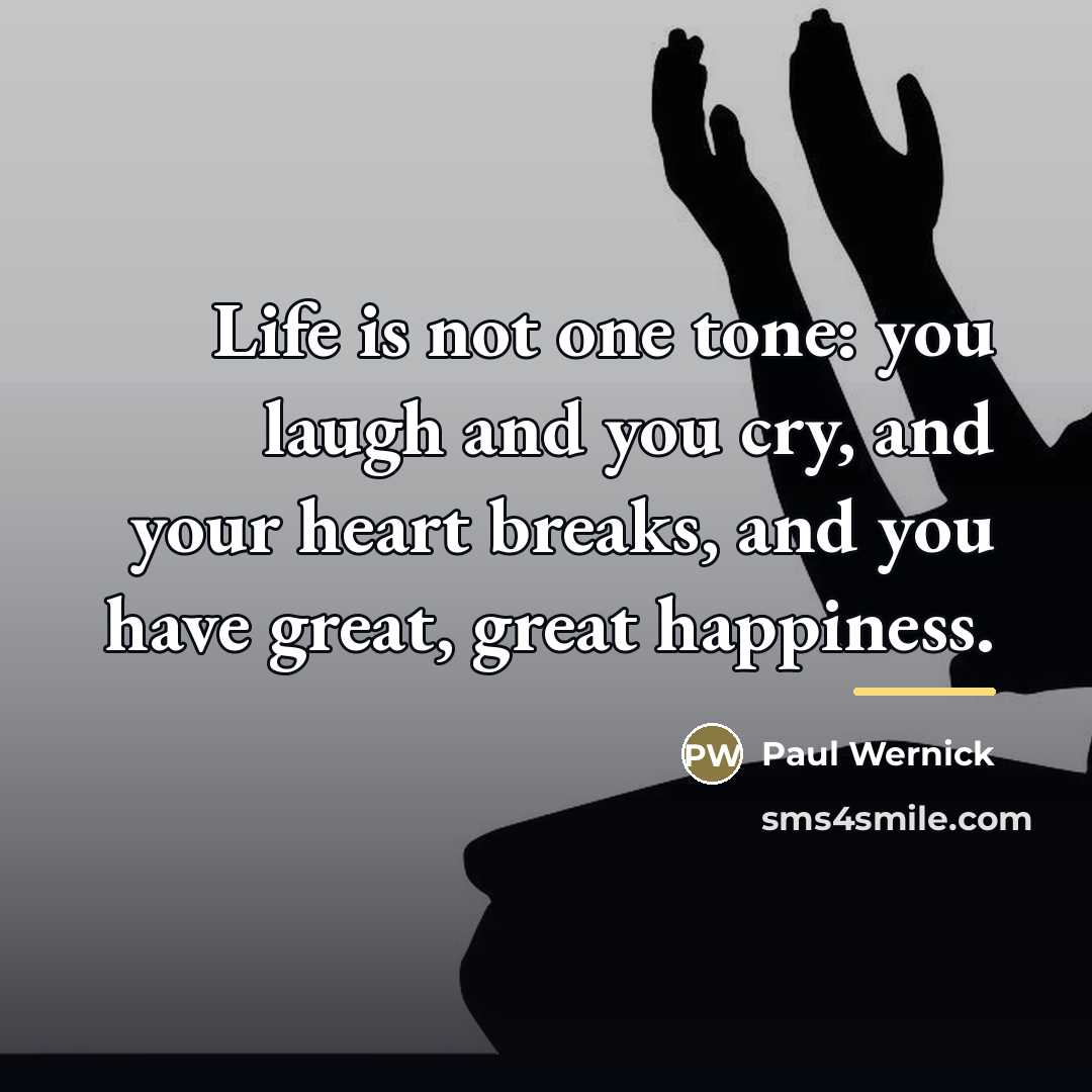 “Life is not one tone: you laugh and you cry,…” quote by Paul Wernick
