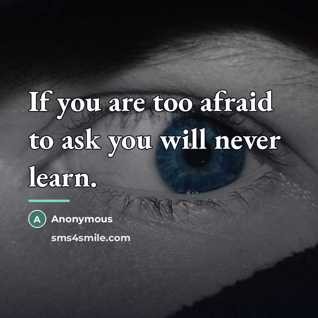 “If you are too afraid to ask you will never…” quote by Anonymous