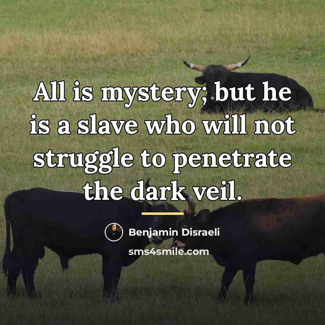 “All is mystery; but he is a slave who will…” quote by Benjamin Disraeli
