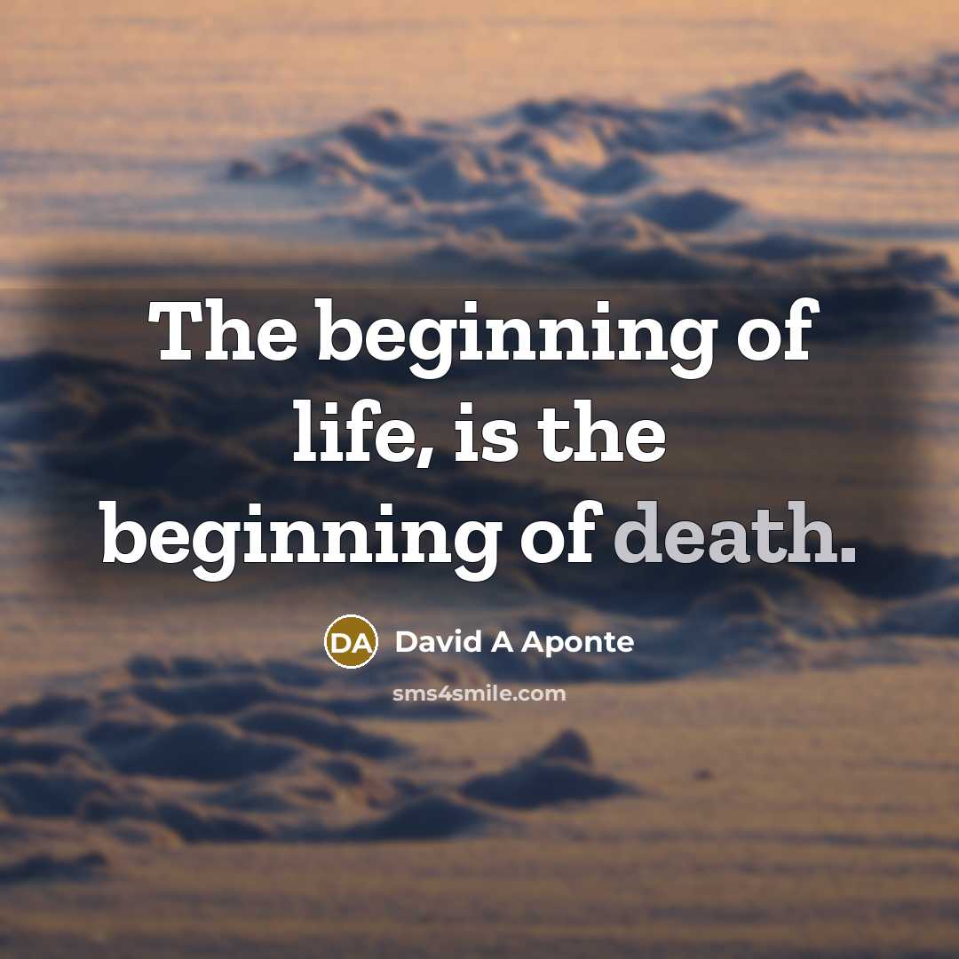 “The beginning of life, is the beginning of death.” quote by David A Aponte