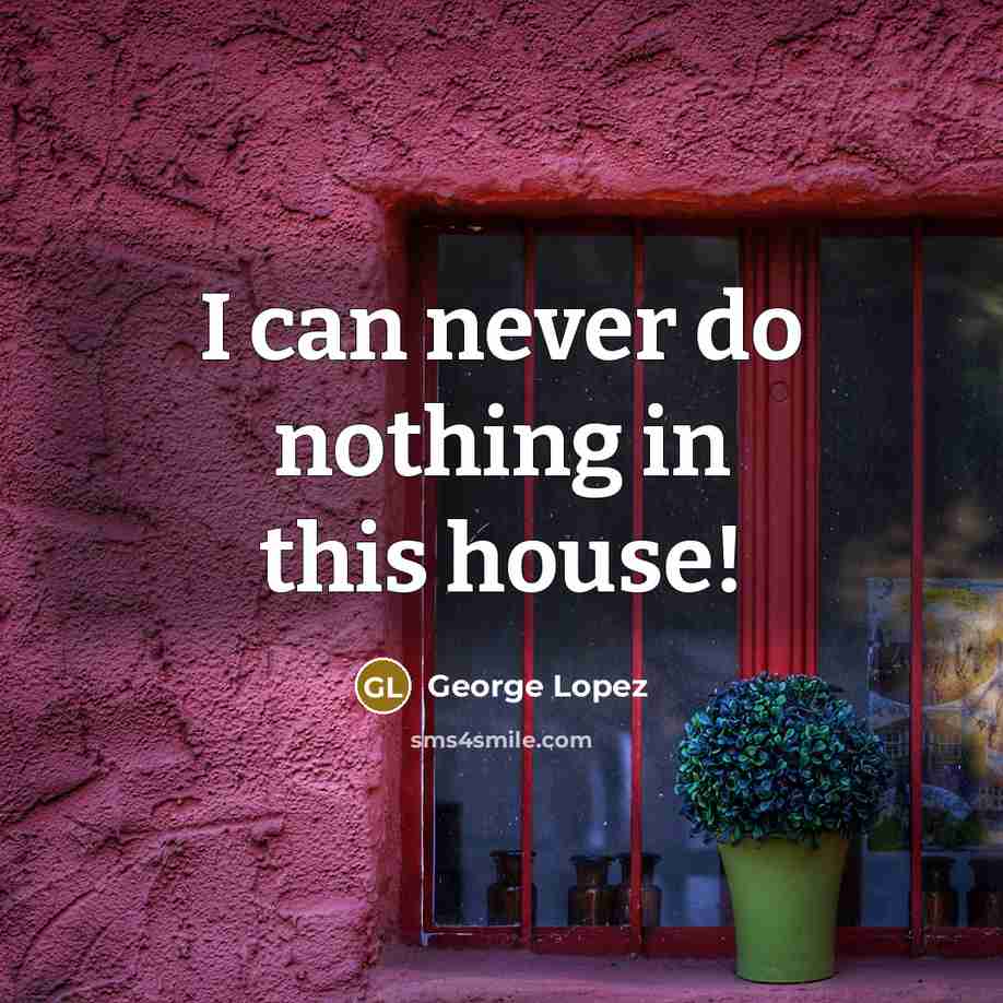 “I can never do nothing in this house!…” quote by George Lopez