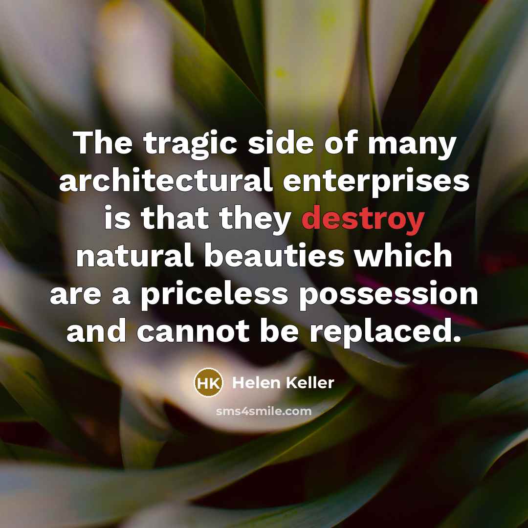 “The tragic side of many architectural enterprises is that they…” quote by Helen Keller