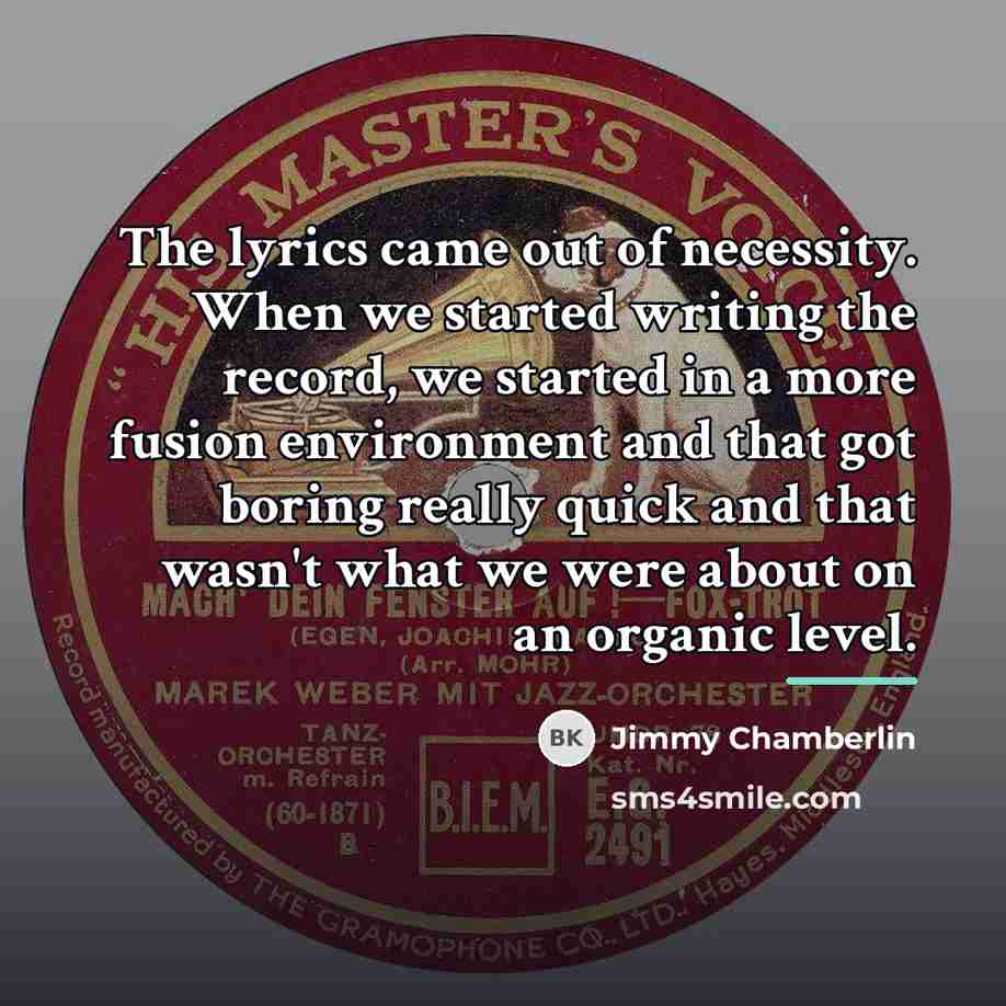 “The lyrics came out of necessity. When we started writing…” quote by Jimmy Chamberlin