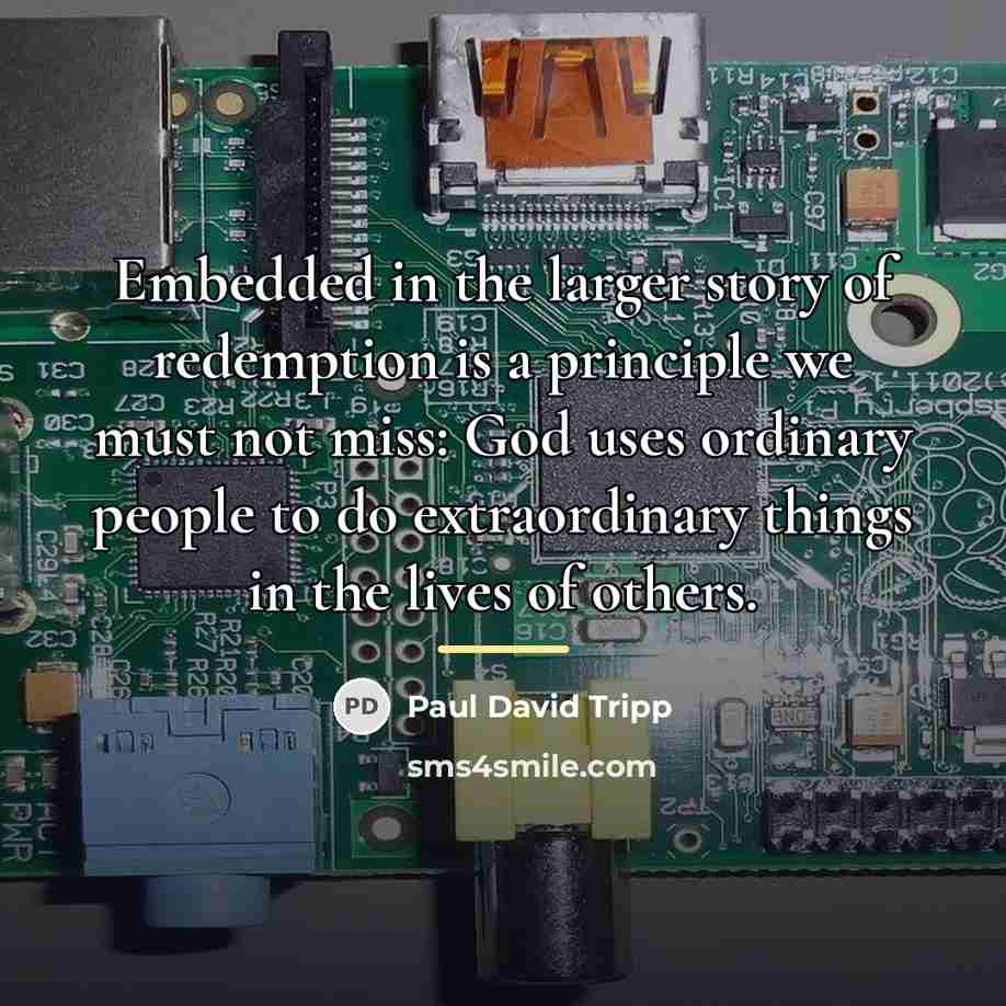 “Embedded in the larger story of redemption is a principle…” quote by Paul David Tripp