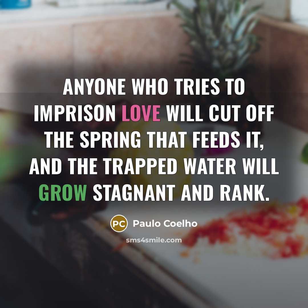 “Anyone who tries to imprison love will cut off the…” quote by Paulo Coelho