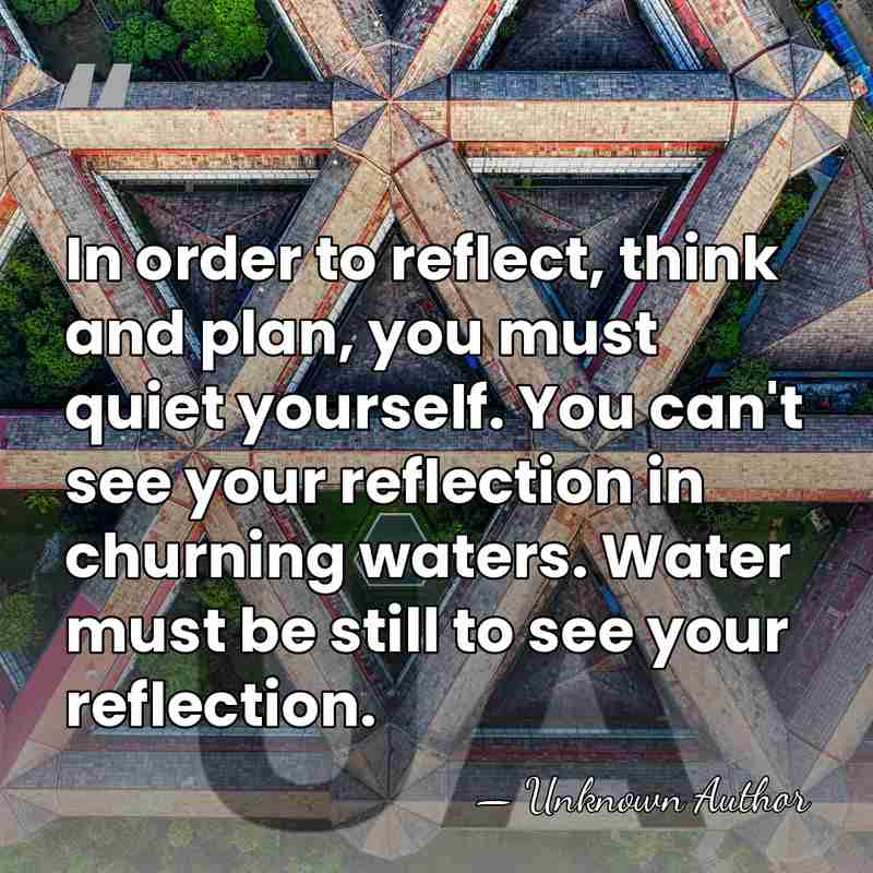 In order to reflect, think and plan, you must quiet yourself. You&hellip; - Unknown Author