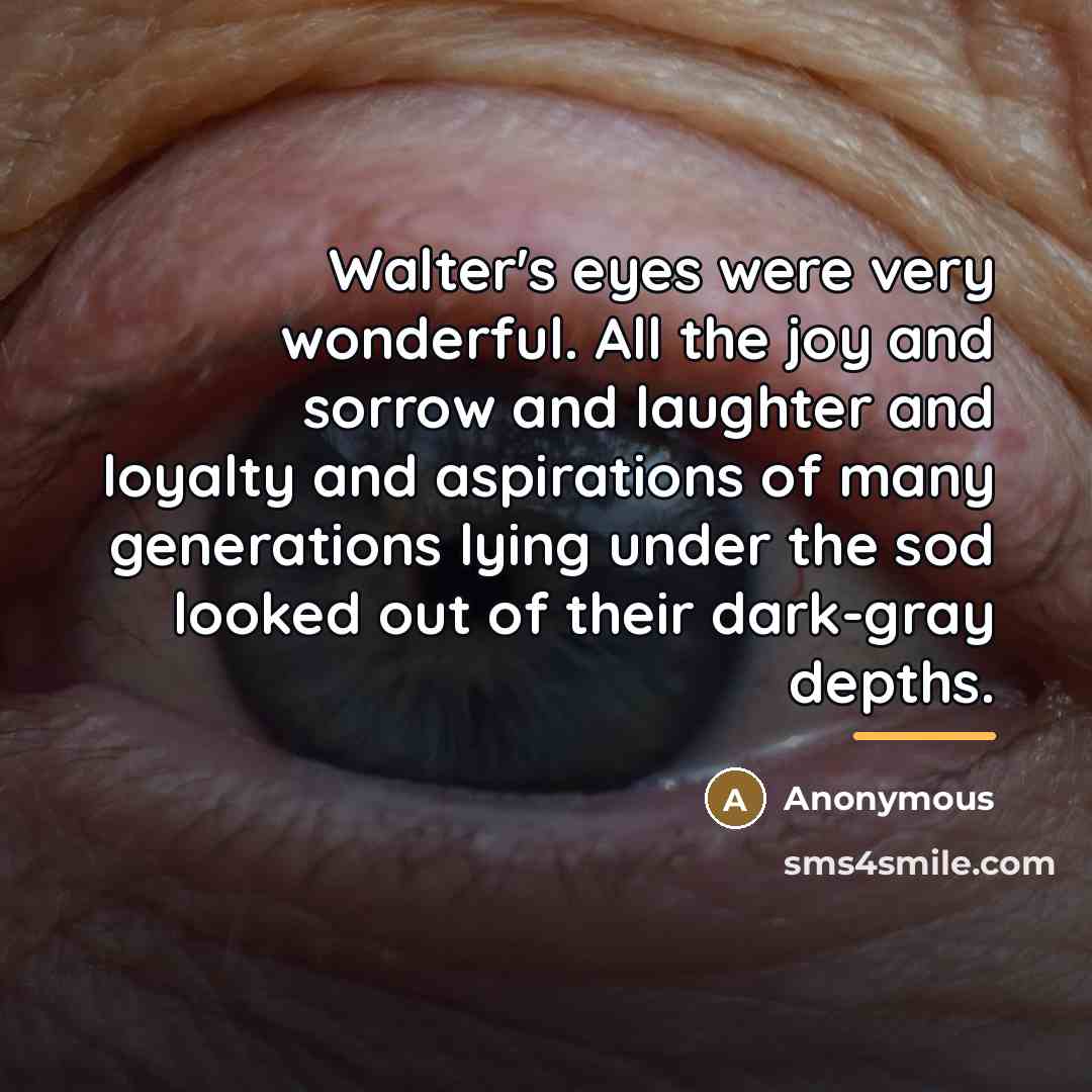 “Walter's eyes were very wonderful. All the joy and sorrow…” quote by Anonymous