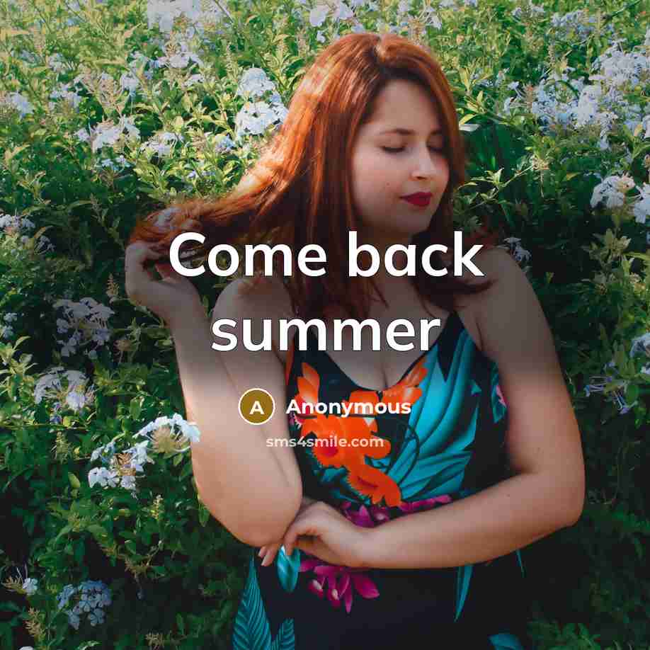“Come back summer” quote by Anonymous