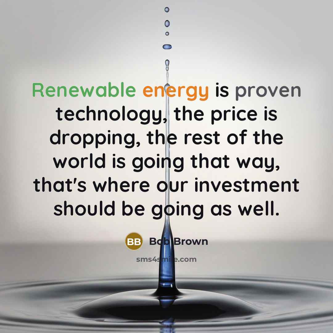 “Renewable energy is proven technology, the price is dropping, the rest of the world is going that way, that's where our investment should be going as well.” quote by Bob Brown