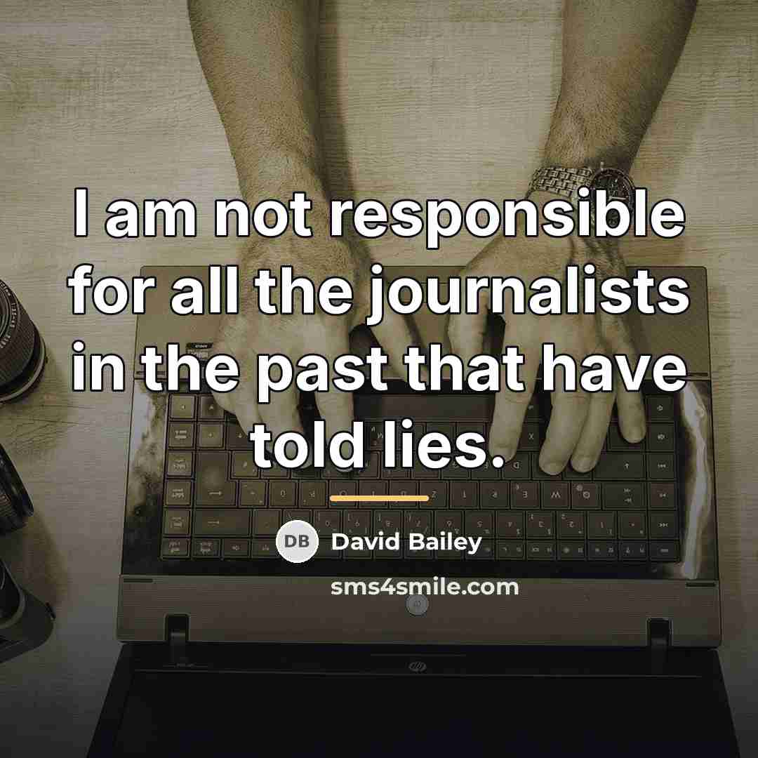 “I am not responsible for all the journalists in the…” quote by David Bailey