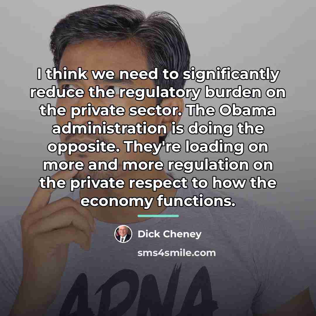 “I think we need to significantly reduce the regulatory burden…” quote by Dick Cheney
