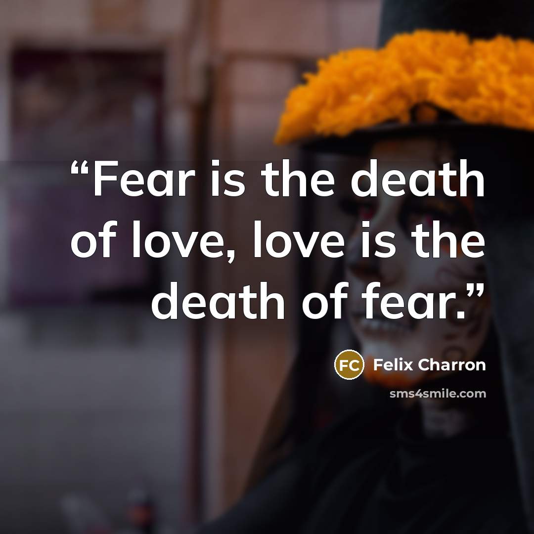 “Fear is the death of love, love is the death of fear.” quote by Felix Charron