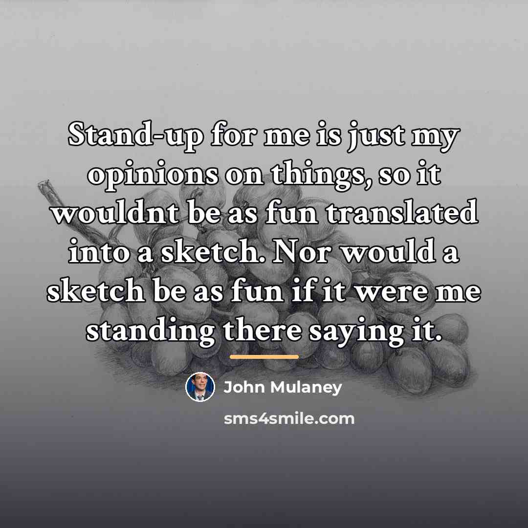 “Stand-up for me is just my opinions on things, so…” quote by John Mulaney