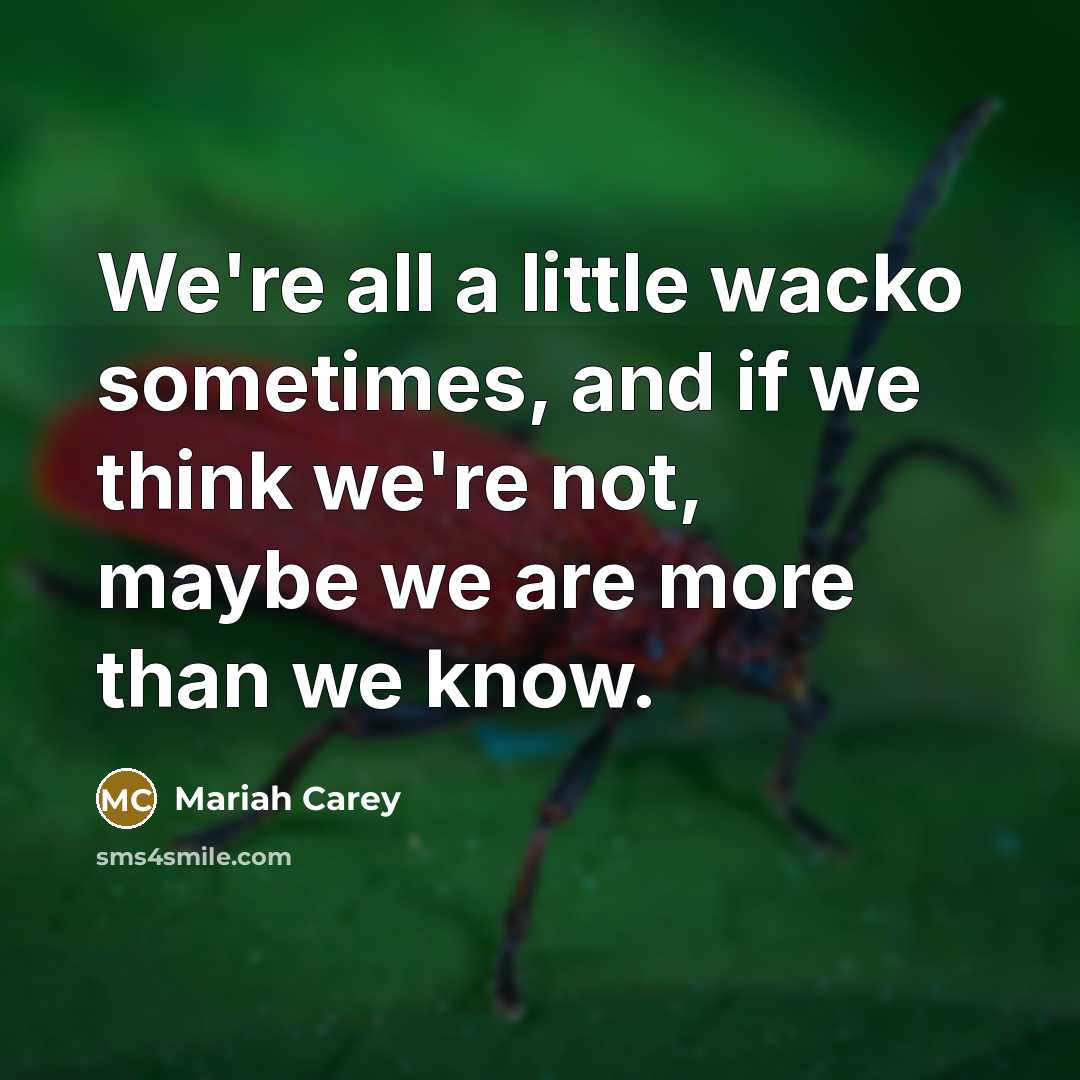 “We're all a little wacko sometimes, and if we think…” quote by Mariah Carey