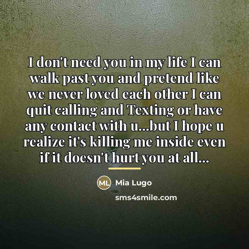 “I don't need you in my life I can walk…” quote by Mia Lugo