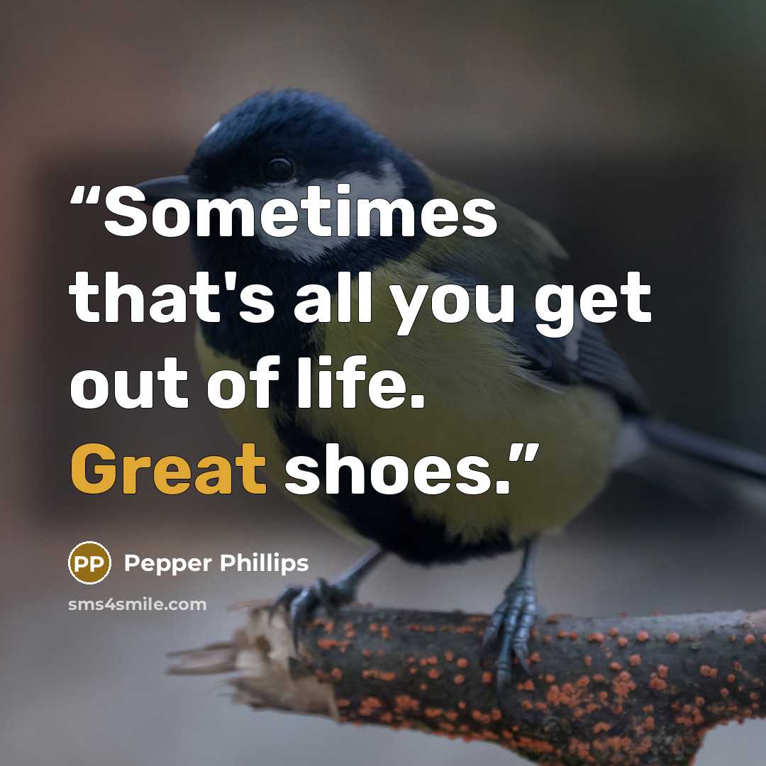 “Sometimes that's all you get out of life. Great shoes.” quote by Pepper Phillips