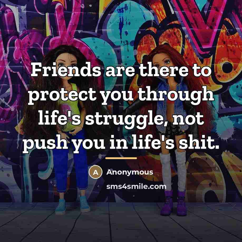 “Friends are there to protect you through life's struggle, not…” quote by Anonymous