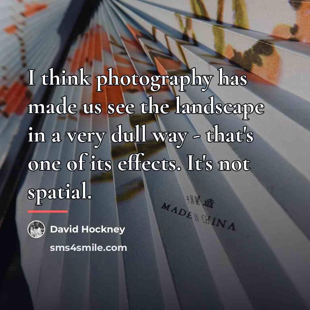 “I think photography has made us see the landscape in…” quote by David Hockney