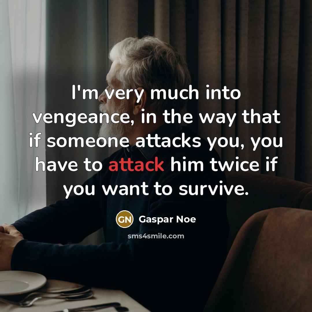 “I'm very much into vengeance, in the way that if…” quote by Gaspar Noe