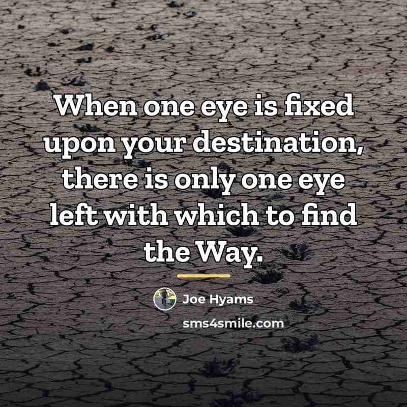 “When one eye is fixed upon your destination, there is…” quote by Joe Hyams