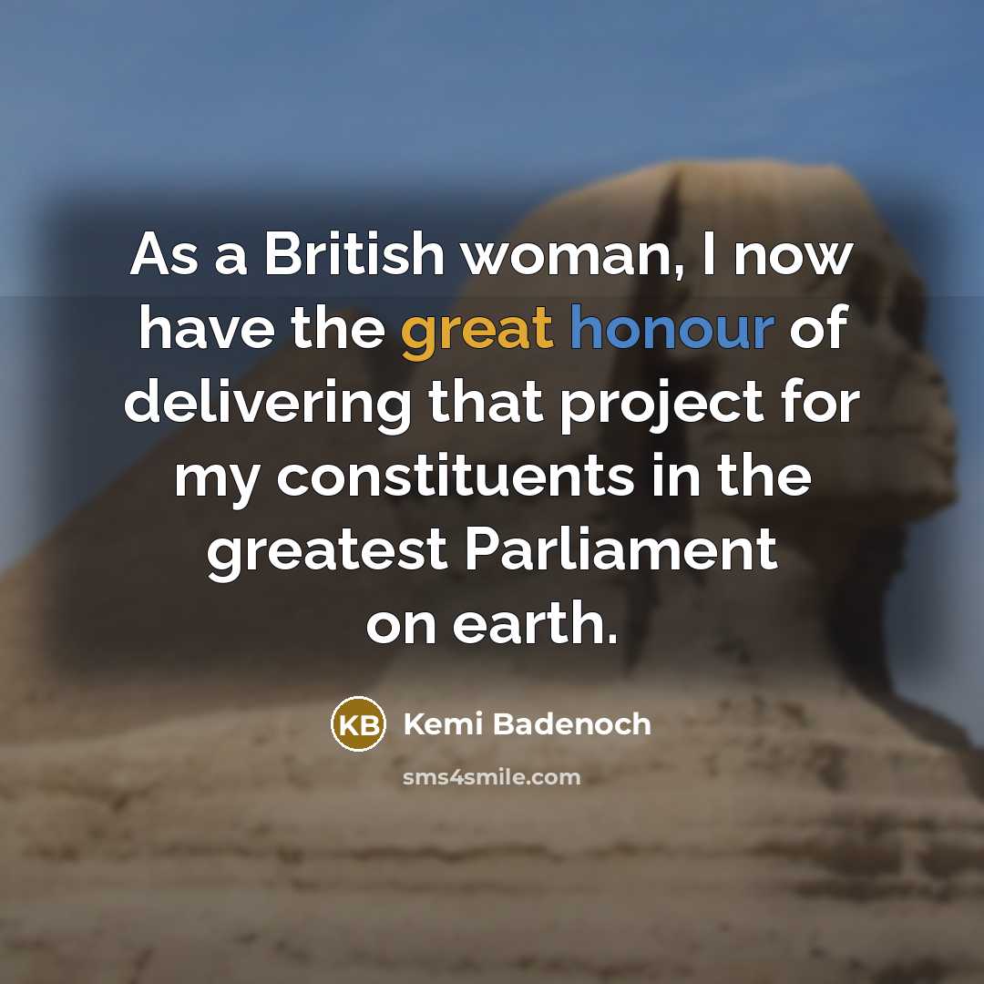 “As a British woman, I now have the great honour…” quote by Kemi Badenoch
