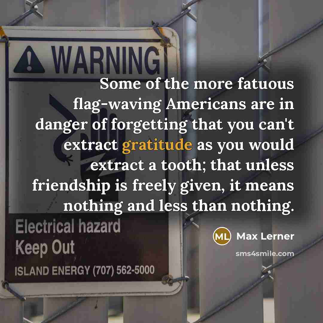 “Some of the more fatuous flag-waving Americans are in danger…” quote by Max Lerner