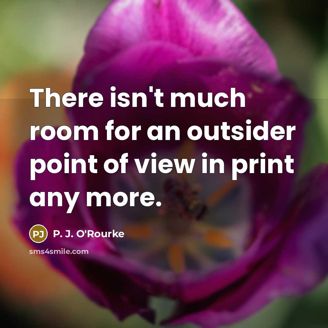 “There isn't much room for an outsider point of view…” quote by P. J. O'Rourke