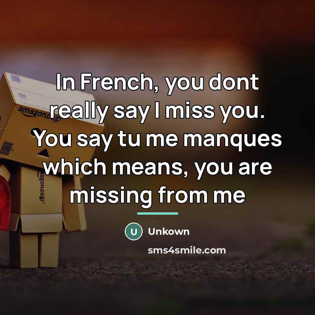 “In French, you dont really say I miss you. You…” quote by Unkown