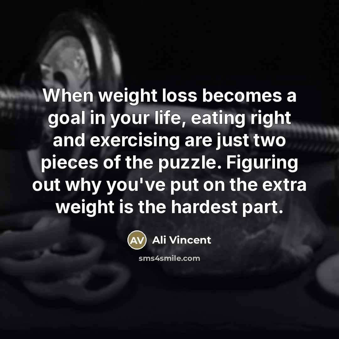 “When weight loss becomes a goal in your life, eating…” quote by Ali Vincent