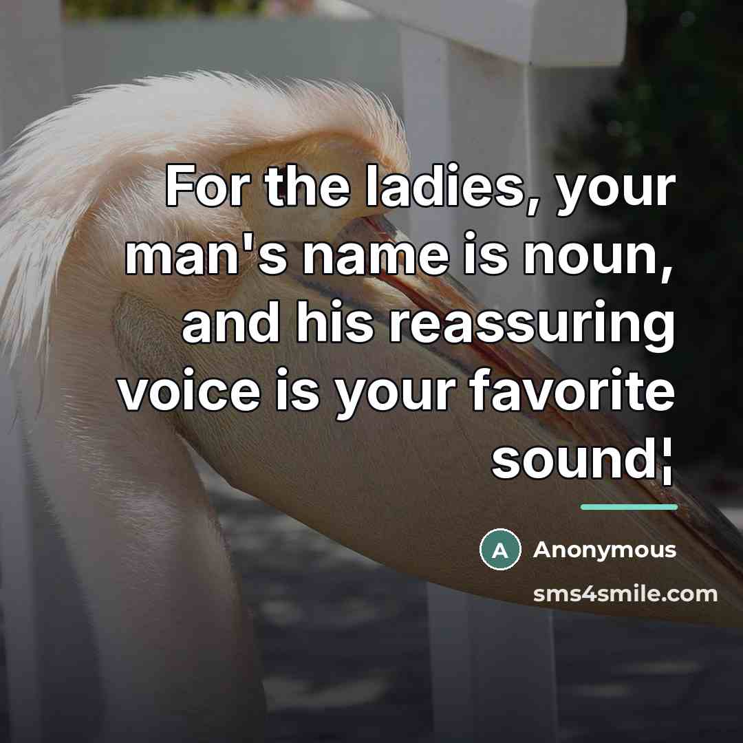 “For the ladies, your man's name is noun, and his…” quote by Anonymous