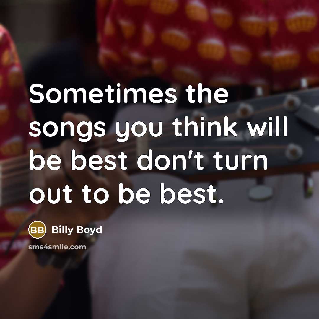 “Sometimes the songs you think will be best don't turn…” quote by Billy Boyd