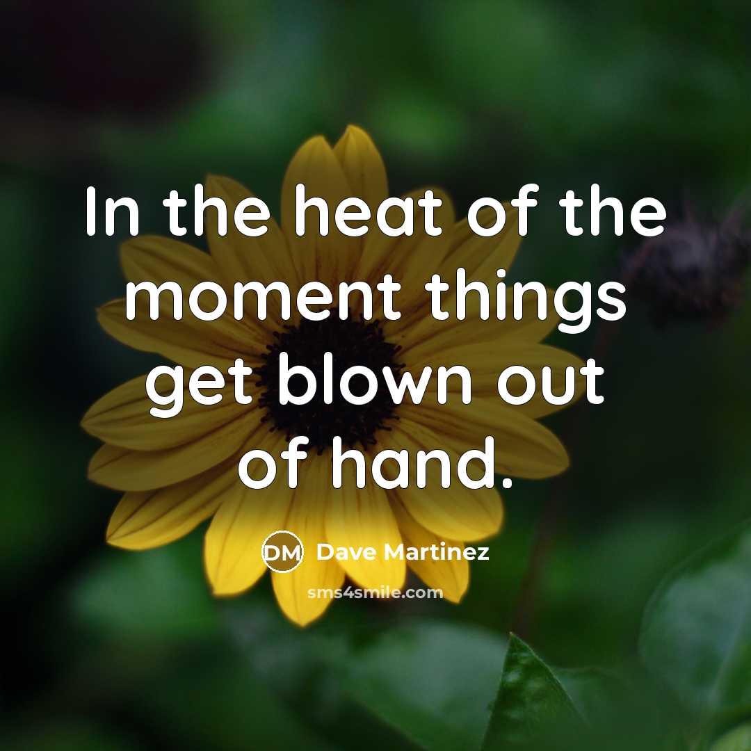 “In the heat of the moment things get blown out…” quote by Dave Martinez