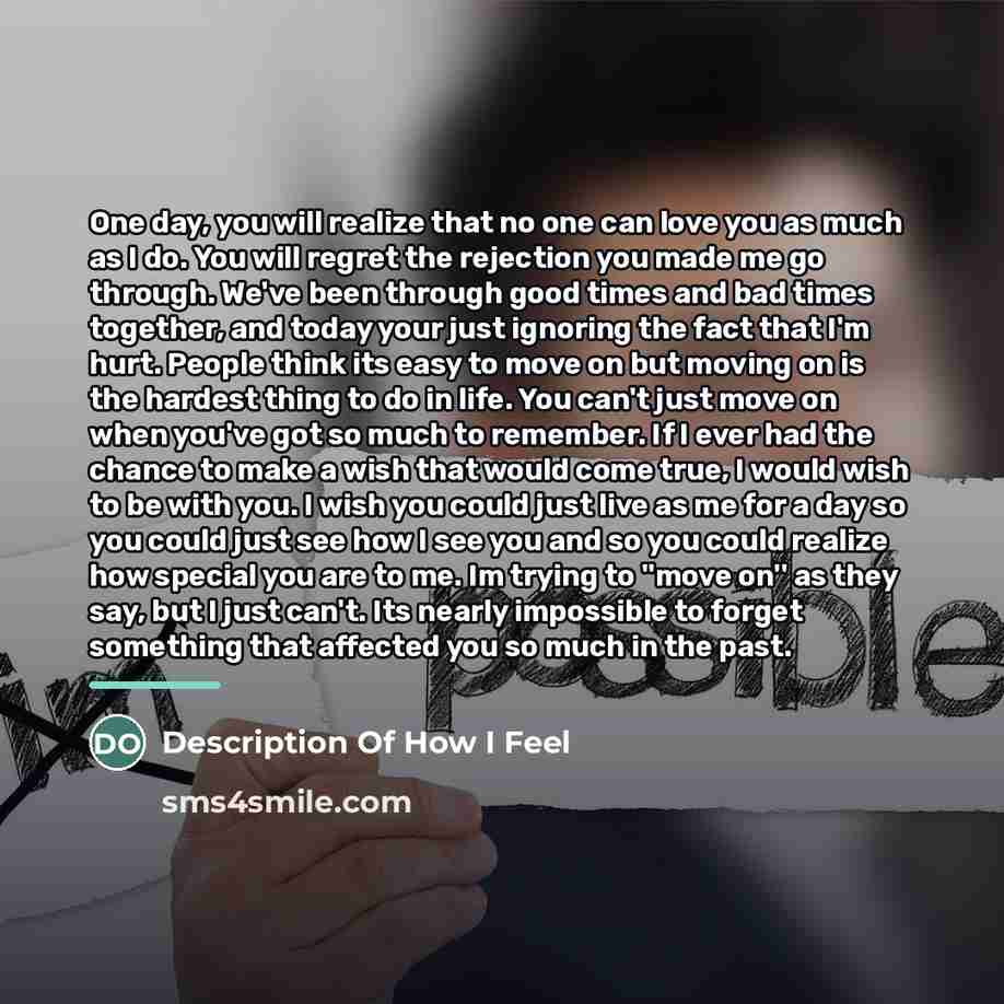 “One day, you will realize that no one can love…” quote by Description Of How I Feel