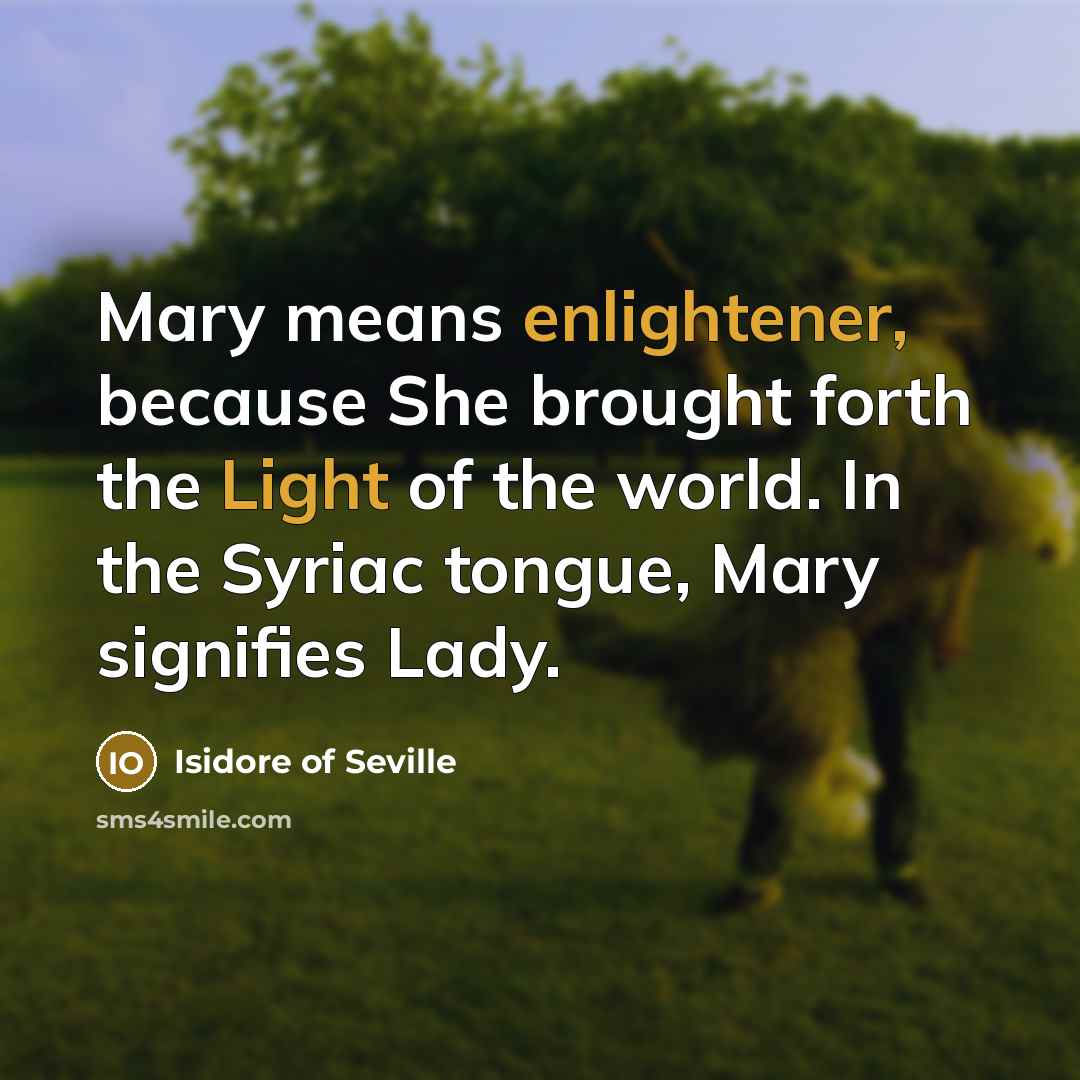 “Mary means enlightener, because She brought forth the Light of…” quote by Isidore of Seville